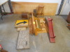 WOOD SHELVES, BLOCKS, PEG BOARD, STOOL, PIECES