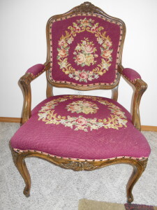 ANTIQUE NEEDLEPOINT CHAIR AND FOOT STOOL