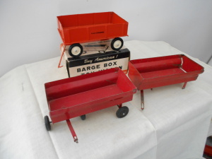 3 TOY MODEL RED WAGONS