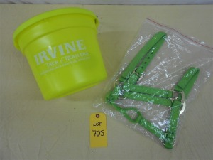 New Grain Bucket - yellow, & Horse Halter - green