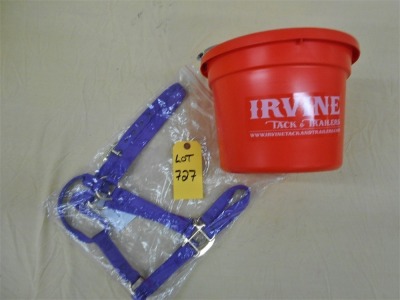 New Grain Bucket - orange, & Horse Halter - purple