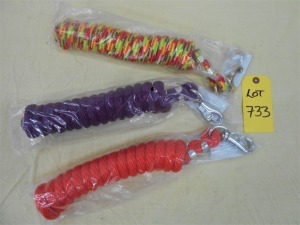 New 10' Lead Rope x 3 - orange, burgundy, multi-colour