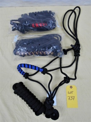 New 2 Tone Rope Halter with 8' Lead x3 - black/blue, black/raspberry, black/tan