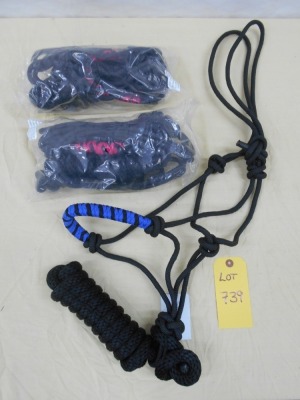 New 2 Tone Rope Halter with 8' Lead x 3 - black/blue, black/raspberry x 2