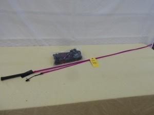 New 2 Tone Rope Halter with 8' Lead - black/raspberry & Hot Pink Lunging Whip - 63"