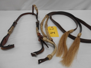 Fancy Leather One Ear Headstall With Reins