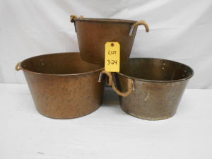Set of 3 Brass Buckets