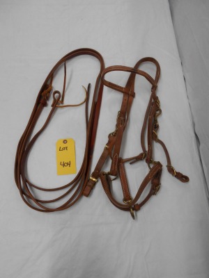Leather Bridle/Halter Combo with Reins