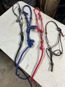 4 ROPE HALTERS - 1 FANCY/3 WITH LEADS